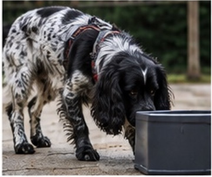 Dog doing scentwork training
